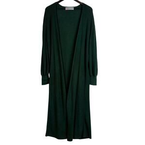 Free People Beach Long Duster Knit Cardigan Sweater Green - M